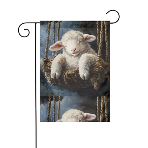 YYHHAOFA Bedruckter Fahnenmast für den Außenbereich, Motiv: schlafendes Lamm in der Wiege, doppelseitig, 30,5 x 45,7 cm YYHHAOFA Bedruckter Fahnenmast für den Außenbereich, Motiv: schlafendes Lamm in der Wiege, doppelseitig, 30,5 x 45,7 cm von YYHHAOFA