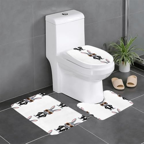 YYHHAOFA Cooles Häschen mit Sonnenbrille, bedruckt, rutschfeste Bodenmatte, dreiteiliges Set, Badezimmerteppich, rutschfest, langlebig YYHHAOFA Cooles Häschen mit Sonnenbrille, bedruckt, rutschfeste Bodenmatte, dreiteiliges Set, Badezimmerteppich, rutschfest, langlebig von YYHHAOFA