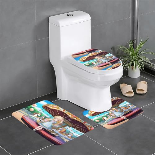 YYHHAOFA Das Mädchen auf dem Karussell bedruckte rutschfeste Bodenmatte, dreiteiliges Set, Badezimmerteppich, rutschfest, langlebig YYHHAOFA Das Mädchen auf dem Karussell bedruckte rutschfeste Bodenmatte, dreiteiliges Set, Badezimmerteppich, rutschfest, langlebig von YYHHAOFA