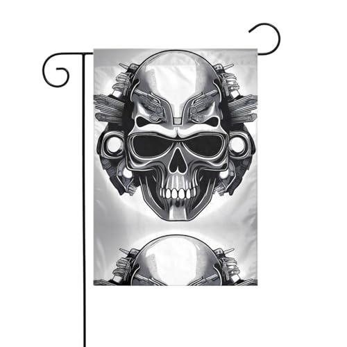 YYHHAOFA Edelstahl Schädel bedruckt Garten Fahnenmast Outdoor Hof Dekoration doppelseitig 30,5 x 45,7 cm von YYHHAOFA