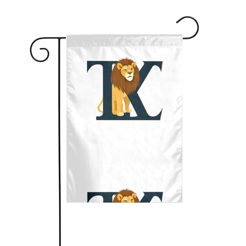 YYHHAOFA Fahnenmast mit Löwe im Alphabet, bedruckt, für den Außenbereich, Innenhof, Dekoration, doppelseitig, 30,5 x 45,7 cm von YYHHAOFA
