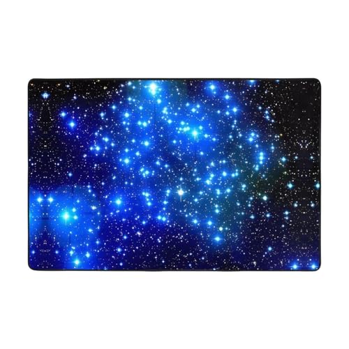 YYHHAOFA Flanell-Bodenmatte, Motiv: blaue glänzende Sterne, 183 x 122 cm, feiner Samt, rutschfest, langlebig, weich von YYHHAOFA