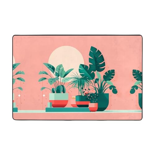 YYHHAOFA Flanell-Bodenmatte, Motiv: schöne grüne Pflanzen, 91,4 x 61 cm, feiner Samt, rutschfest, langlebig, weich von YYHHAOFA