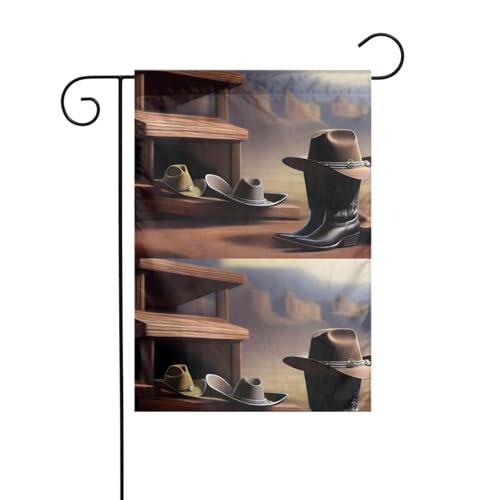 YYHHAOFA Gartenflagge mit Cowboyhut und Stiefeln, 30,5 x 45,7 cm, für Garten, Terrasse, Balkon von YYHHAOFA
