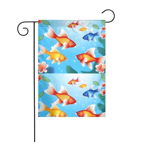 YYHHAOFA Gartenflagge mit goldenem Fischmuster, 30,5 x 45,7 cm, für Garten, Terrasse, Balkon von YYHHAOFA