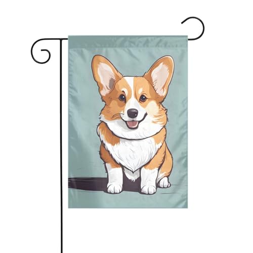 YYHHAOFA Gartenflagge mit niedlichem Corgi-Muster, 30,5 x 45,7 cm, für Garten, Terrasse, Balkon von YYHHAOFA