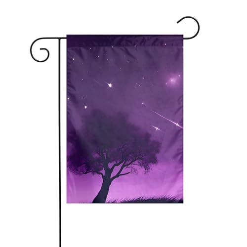 YYHHAOFA Gartenflagge mit violettem Nachtmuster, 30,5 x 45,7 cm, für Garten, Terrasse, Balkon von YYHHAOFA