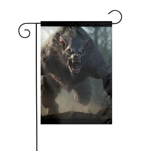 YYHHAOFA Gartenflaggenmast Werwolf HD bedruckt, für den Außenbereich, Innenhof, Dekoration, doppelseitig, 30,5 x 45,7 cm von YYHHAOFA