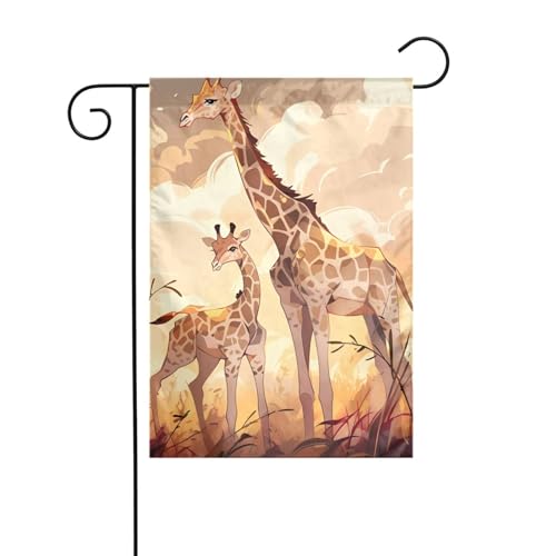 YYHHAOFA Gartenflaggenmast mit Giraffenmotiv für Mutter und Kind, bedruckt, doppelseitig, 30,5 x 45,7 cm von YYHHAOFA