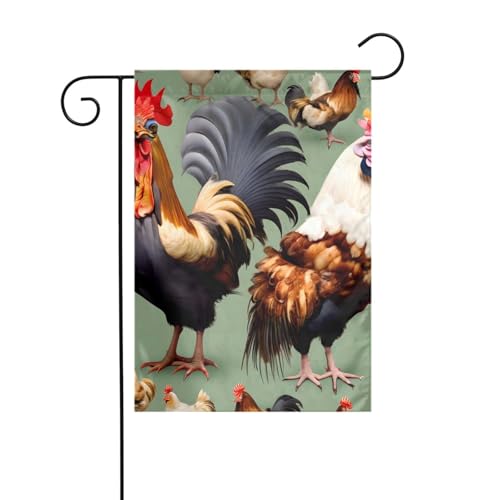 YYHHAOFA Gartenflaggenmast mit Hahn und Huhn, bedruckt, doppelseitig, 30,5 x 45,7 cm von YYHHAOFA