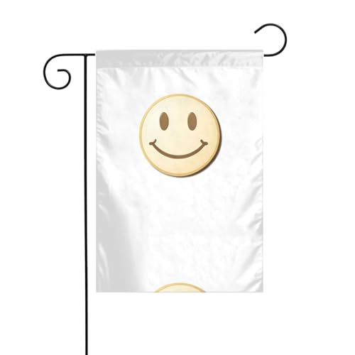 YYHHAOFA Gartenflaggenmast mit Smiley-Gesicht, bedruckt, doppelseitig, 30,5 x 45,7 cm, cremefarben von YYHHAOFA