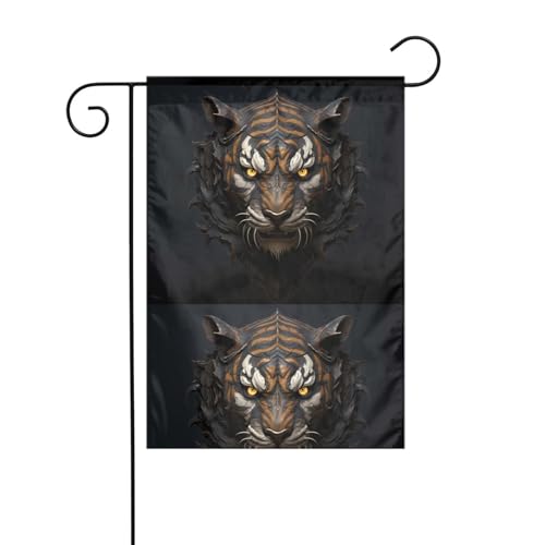 YYHHAOFA Gartenflaggenmast mit dunklem Tigerkopf, bedruckt, doppelseitig, 30,5 x 45,7 cm von YYHHAOFA