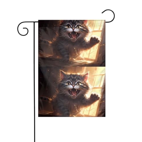 YYHHAOFA Gartenflaggenmast mit frecher kleiner Katze, bedruckt, doppelseitig, 30,5 x 45,7 cm von YYHHAOFA
