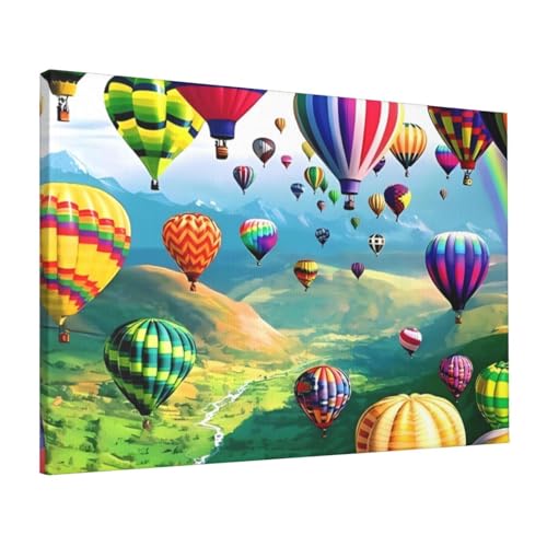YYHHAOFA Heißluftballon-Bild, rahmenlos, dekoratives Gemälde, 40,6 x 61 cm: Die Textur ist klar, Massivholzrahmen von YYHHAOFA