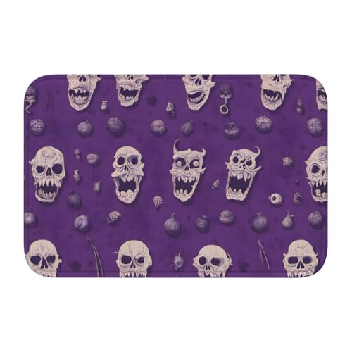 YYHHAOFA Horror-Muster auf violettem Hintergrund, bedruckt, rutschfeste und verdickte Bodenmatte, geeignet für Badezimmer, Schlafzimmer, waschbare Teppich-Fußmatten, 40,6 x 61 cm YYHHAOFA Horror-Muster auf violettem Hintergrund, bedruckt, rutschfeste und verdickte Bodenmatte, geeignet für Badezimmer, Schlafzimmer, waschbare Teppich-Fußmatten, 40,6 x 61 cm von YYHHAOFA