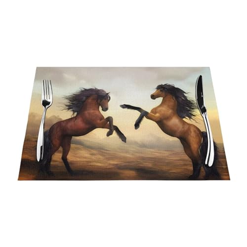 YYHHAOFA Jumping Horse PVC gewebte Tischsets 1 > rutschfest, hitzebeständig, leicht zu reinigen, 45,7 x 30,5 cm von YYHHAOFA