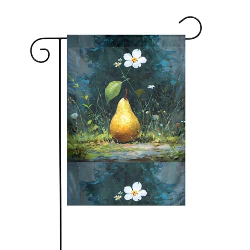 YYHHAOFA Kleine Blume große Ente Birne gedruckt Garten Fahnenmast Outdoor Innenhof Dekoration doppelseitig 30,5 x 45,7 cm von YYHHAOFA