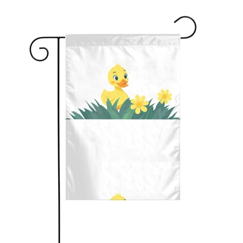 YYHHAOFA Kleine Ente in der gelben Blume, bedruckt, Gartenflaggenmast für den Außenbereich, Innenhof, Dekoration, doppelseitig, 30,5 x 45,7 cm von YYHHAOFA