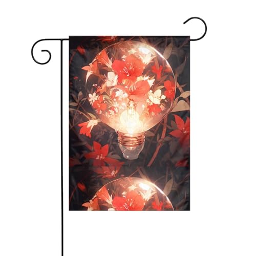 YYHHAOFA Kleine rote Blume in der Glühbirne, bedruckt, Gartenflaggenmast für den Außenbereich, Innenhof, Dekoration, doppelseitig, 30,5 x 45,7 cm YYHHAOFA Kleine rote Blume in der Glühbirne, bedruckt, Gartenflaggenmast für den Außenbereich, Innenhof, Dekoration, doppelseitig, 30,5 x 45,7 cm von YYHHAOFA