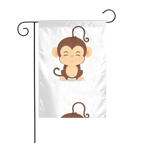 YYHHAOFA Kleiner Affe mit geschlossenen Augen, bedruckt, Gartenflaggenmast für den Außenbereich, Innenhof, Dekoration, doppelseitig, 30,5 x 45,7 cm von YYHHAOFA