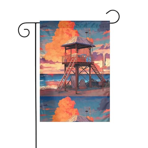 YYHHAOFA Kleiner Pavillon am Strand, bedruckt, Gartenflaggenmast für den Außenbereich, Innenhof, Dekoration, doppelseitig, 30,5 x 45,7 cm YYHHAOFA Kleiner Pavillon am Strand, bedruckt, Gartenflaggenmast für den Außenbereich, Innenhof, Dekoration, doppelseitig, 30,5 x 45,7 cm von YYHHAOFA