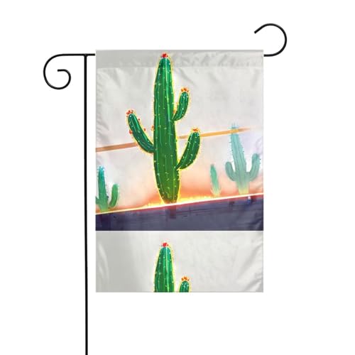 YYHHAOFA Langer Kaktus bedruckter Gartenflaggenmast für den Außenbereich, Innenhof, Dekoration, doppelseitig, 30,5 x 45,7 cm von YYHHAOFA