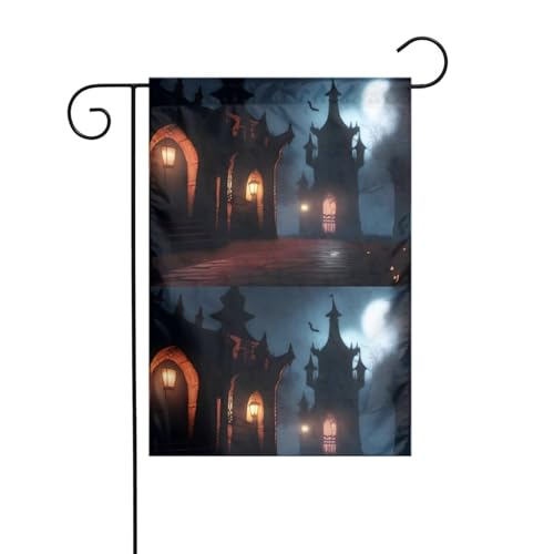 YYHHAOFA Laterne bei Nacht Muster Gartenflagge Hofdekoration 30,5 x 45,7 cm für Garten, Terrasse, Balkon von YYHHAOFA