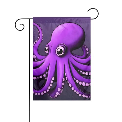 YYHHAOFA Lila Oktopus-Muster Gartenflagge Hofdekoration 30,5 x 45,7 cm für Garten, Terrasse, Balkon von YYHHAOFA