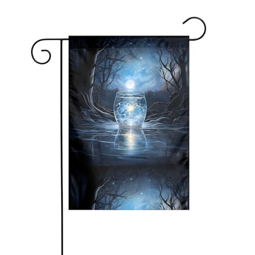 YYHHAOFA Mondlicht auf dem Glas, bedruckt, Gartenflaggenmast für den Außenbereich, Innenhof, Dekoration, doppelseitig, 30,5 x 45,7 cm von YYHHAOFA
