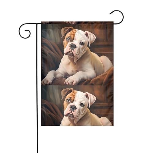 YYHHAOFA Niedliche Bulldogge bedruckte Gartenflaggenmast für den Außenbereich, Innenhof, Dekoration, doppelseitig, 30,5 x 45,7 cm von YYHHAOFA