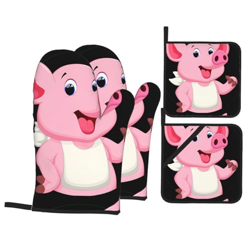 YYHHAOFA Ofenhandschuhe und Topflappen, Motiv: kleine Schweinchen, 4 Stück, für Ofen, Mikrowelle und Grillen im Freien YYHHAOFA Ofenhandschuhe und Topflappen, Motiv: kleine Schweinchen, 4 Stück, für Ofen, Mikrowelle und Grillen im Freien von YYHHAOFA