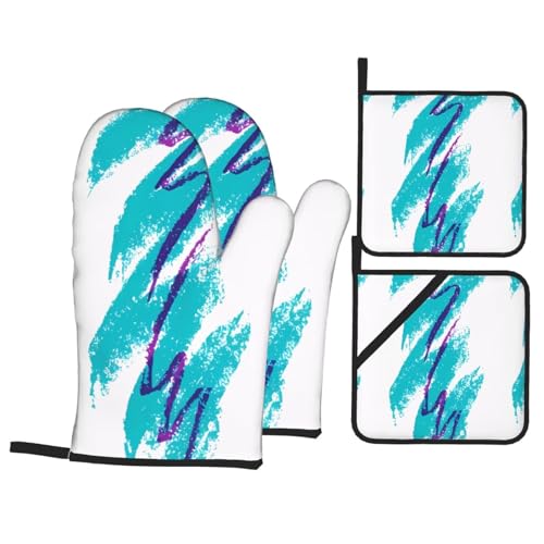 YYHHAOFA Ofenhandschuhe und Topflappen im 90er-Jahre-Tassen-Design, 4 Stück, für Ofen, Mikrowelle und Grillen im Freien YYHHAOFA Ofenhandschuhe und Topflappen im 90er-Jahre-Tassen-Design, 4 Stück, für Ofen, Mikrowelle und Grillen im Freien von YYHHAOFA