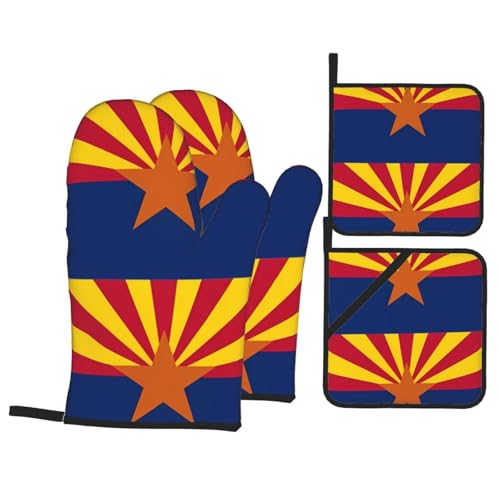 YYHHAOFA Ofenhandschuhe und Topflappen mit Arizona-Flagge, 4 Stück, für Ofen, Mikrowelle und Grillen im Freien YYHHAOFA Ofenhandschuhe und Topflappen mit Arizona-Flagge, 4 Stück, für Ofen, Mikrowelle und Grillen im Freien von YYHHAOFA