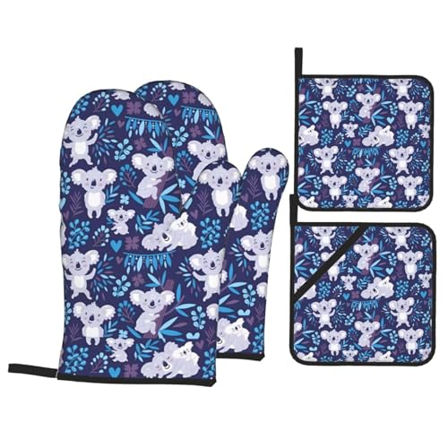 YYHHAOFA Ofenhandschuhe und Topflappen mit Koala-Druck, 4 Stück, für Ofen, Mikrowelle und Grillen im Freien YYHHAOFA Ofenhandschuhe und Topflappen mit Koala-Druck, 4 Stück, für Ofen, Mikrowelle und Grillen im Freien von YYHHAOFA