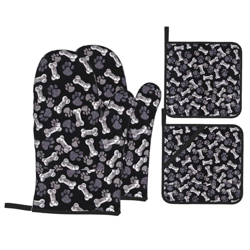 YYHHAOFA Ofenhandschuhe und Topflappen mit Pfotenabdruck, für Ofen, Mikrowelle und Grillen im Freien, 4 Stück YYHHAOFA Ofenhandschuhe und Topflappen mit Pfotenabdruck, für Ofen, Mikrowelle und Grillen im Freien, 4 Stück von YYHHAOFA