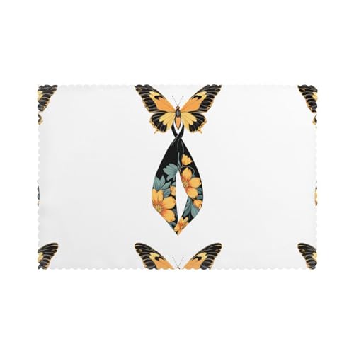 YYHHAOFA Platzsets mit Schmetterling auf einem Blumenschal, bedruckt, für Esstisch, 30,5 x 45,7 cm, hitzebeständig, für Hotels, Häuser und Bankette, 6 Stück YYHHAOFA Platzsets mit Schmetterling auf einem Blumenschal, bedruckt, für Esstisch, 30,5 x 45,7 cm, hitzebeständig, für Hotels, Häuser und Bankette, 6 Stück von YYHHAOFA