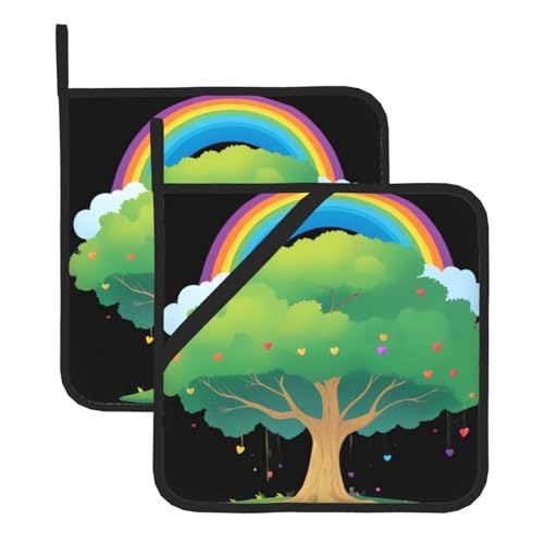 YYHHAOFA Quadratische Topfmatte mit Regenbogenmuster unter dem Baum, isoliert, verdickt, wasserdicht, leicht zu reinigen YYHHAOFA Quadratische Topfmatte mit Regenbogenmuster unter dem Baum, isoliert, verdickt, wasserdicht, leicht zu reinigen von YYHHAOFA