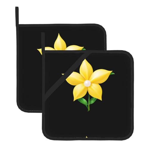 YYHHAOFA Quadratische Topfmatte mit gelbem Perlenstern, Blumenmuster, zweiteilig, isoliert, verdickt, wasserdicht, leicht zu reinigen von YYHHAOFA