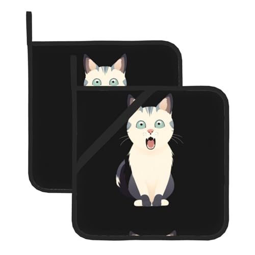 YYHHAOFA Quadratische Topfmatte mit schüchterndem Katzenmuster, zweiteilig, isoliert, verdickt, wasserdicht, leicht zu reinigen YYHHAOFA Quadratische Topfmatte mit schüchterndem Katzenmuster, zweiteilig, isoliert, verdickt, wasserdicht, leicht zu reinigen von YYHHAOFA