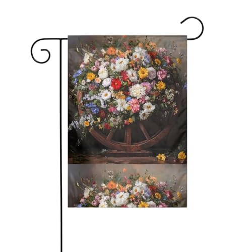 YYHHAOFA Reifen mit Blumen bedeckt, bedruckt, Gartenflaggenmast für den Außenbereich, Innenhof, Dekoration, doppelseitig, 30,5 x 45,7 cm YYHHAOFA Reifen mit Blumen bedeckt, bedruckt, Gartenflaggenmast für den Außenbereich, Innenhof, Dekoration, doppelseitig, 30,5 x 45,7 cm von YYHHAOFA