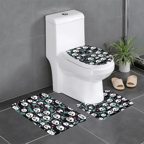 YYHHAOFA Rutschfeste Bodenmatte mit Panda-Motiv, dreiteiliges Set, Badezimmerteppich, rutschfest, langlebig YYHHAOFA Rutschfeste Bodenmatte mit Panda-Motiv, dreiteiliges Set, Badezimmerteppich, rutschfest, langlebig von YYHHAOFA