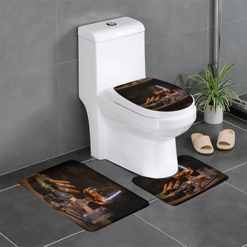 YYHHAOFA Rutschfeste Bodenmatte mit Zigarren- und Whisky-Motiv, dreiteiliges Set, Badezimmerteppich, rutschfest, langlebig YYHHAOFA Rutschfeste Bodenmatte mit Zigarren- und Whisky-Motiv, dreiteiliges Set, Badezimmerteppich, rutschfest, langlebig von YYHHAOFA