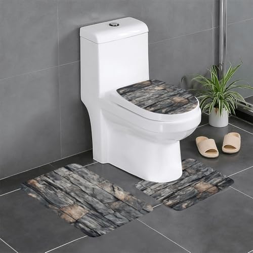 YYHHAOFA Rutschfeste Bodenmatte mit abstraktem Steinmauer-Druck, dreiteiliges Set, Badezimmerteppich, rutschfest, langlebig YYHHAOFA Rutschfeste Bodenmatte mit abstraktem Steinmauer-Druck, dreiteiliges Set, Badezimmerteppich, rutschfest, langlebig von YYHHAOFA