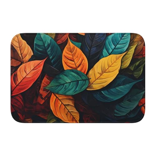 YYHHAOFA Rutschfeste und verdickte Bodenmatte mit abstraktem Blattdruck, geeignet für Badezimmer, Schlafzimmer, waschbare Teppich-Fußmatten, 40,6 x 61 cm YYHHAOFA Rutschfeste und verdickte Bodenmatte mit abstraktem Blattdruck, geeignet für Badezimmer, Schlafzimmer, waschbare Teppich-Fußmatten, 40,6 x 61 cm von YYHHAOFA