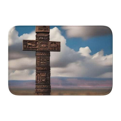YYHHAOFA Rutschfeste und verdickte Bodenmatte mit amerikanischem Kreuz-Totem-Motiv, geeignet für Badezimmer, Schlafzimmer, waschbar, 40,6 x 61 cm YYHHAOFA Rutschfeste und verdickte Bodenmatte mit amerikanischem Kreuz-Totem-Motiv, geeignet für Badezimmer, Schlafzimmer, waschbar, 40,6 x 61 cm von YYHHAOFA