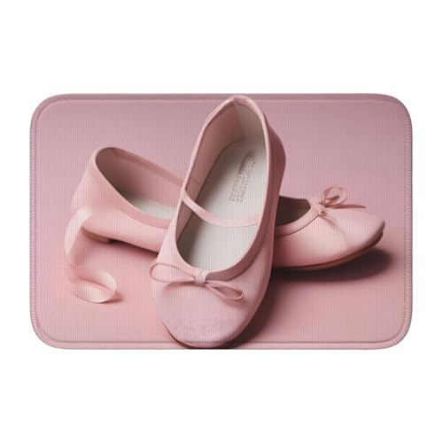 YYHHAOFA Rutschfeste und verdickte Bodenmatte mit rosa Ballettschuhen, geeignet für Badezimmer, Schlafzimmer, waschbare Teppich-Fußmatten, 40,6 x 61 cm YYHHAOFA Rutschfeste und verdickte Bodenmatte mit rosa Ballettschuhen, geeignet für Badezimmer, Schlafzimmer, waschbare Teppich-Fußmatten, 40,6 x 61 cm von YYHHAOFA