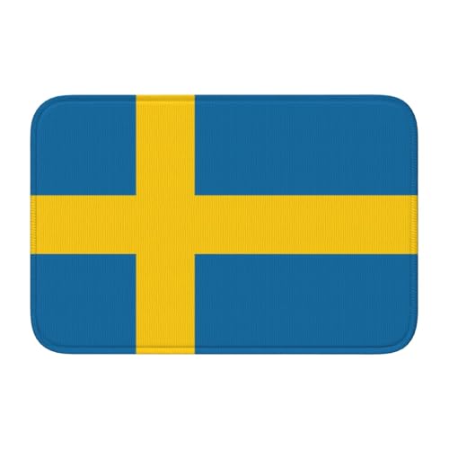 YYHHAOFA Rutschfeste und verdickte Bodenmatte mit schwedischer Flagge, geeignet für Badezimmer, Schlafzimmer, waschbare Teppich-Fußmatten, 40,6 x 61 cm YYHHAOFA Rutschfeste und verdickte Bodenmatte mit schwedischer Flagge, geeignet für Badezimmer, Schlafzimmer, waschbare Teppich-Fußmatten, 40,6 x 61 cm von YYHHAOFA