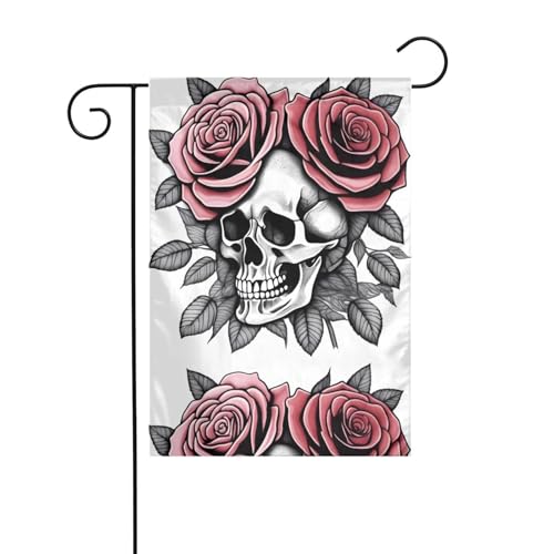 YYHHAOFA Schädel mit Blumen in Haarnadel, bedruckt, Gartenflaggenmast für den Außenbereich, Innenhof, Dekoration, doppelseitig, 30,5 x 45,7 cm YYHHAOFA Schädel mit Blumen in Haarnadel, bedruckt, Gartenflaggenmast für den Außenbereich, Innenhof, Dekoration, doppelseitig, 30,5 x 45,7 cm von YYHHAOFA