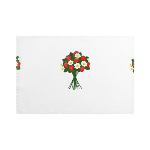 YYHHAOFA Schöne Platzsets mit Erdbeerstrauß-Druck für den Esstisch, 30,5 x 45,7 cm, hitzebeständig, für Hotels, Häuser und Bankette, 6 Stück YYHHAOFA Schöne Platzsets mit Erdbeerstrauß-Druck für den Esstisch, 30,5 x 45,7 cm, hitzebeständig, für Hotels, Häuser und Bankette, 6 Stück von YYHHAOFA