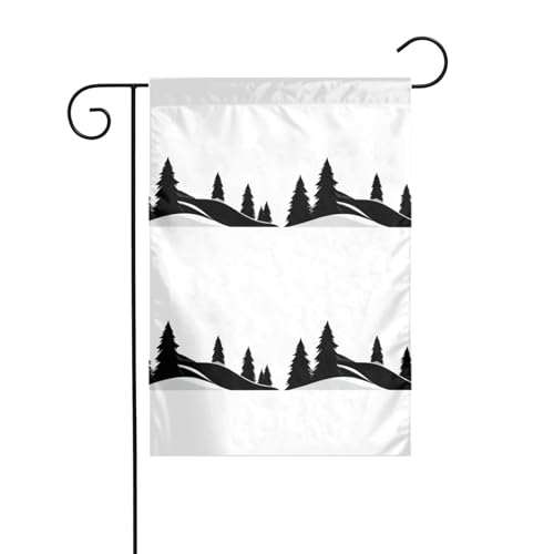 YYHHAOFA Schwarze und weiße Hügel und kleine Bäume, bedruckt, Gartenflaggenmast für den Außenbereich, Innenhof, Dekoration, doppelseitig, 30,5 x 45,7 cm YYHHAOFA Schwarze und weiße Hügel und kleine Bäume, bedruckt, Gartenflaggenmast für den Außenbereich, Innenhof, Dekoration, doppelseitig, 30,5 x 45,7 cm von YYHHAOFA